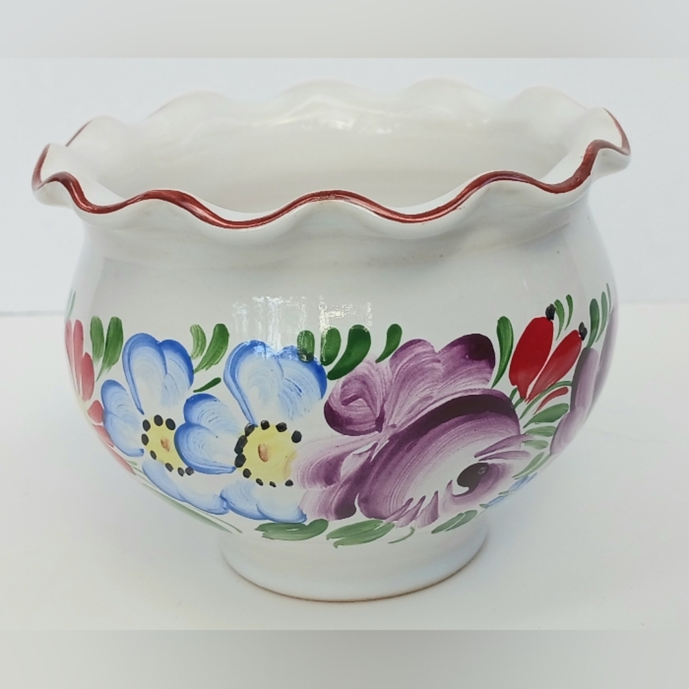 Chodovia Domazlice Czechoslovakia Sugar Bowl Hand Painted Wildflowers Vintage